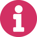Ikon med bokstaven "i" i en rosa sirkel